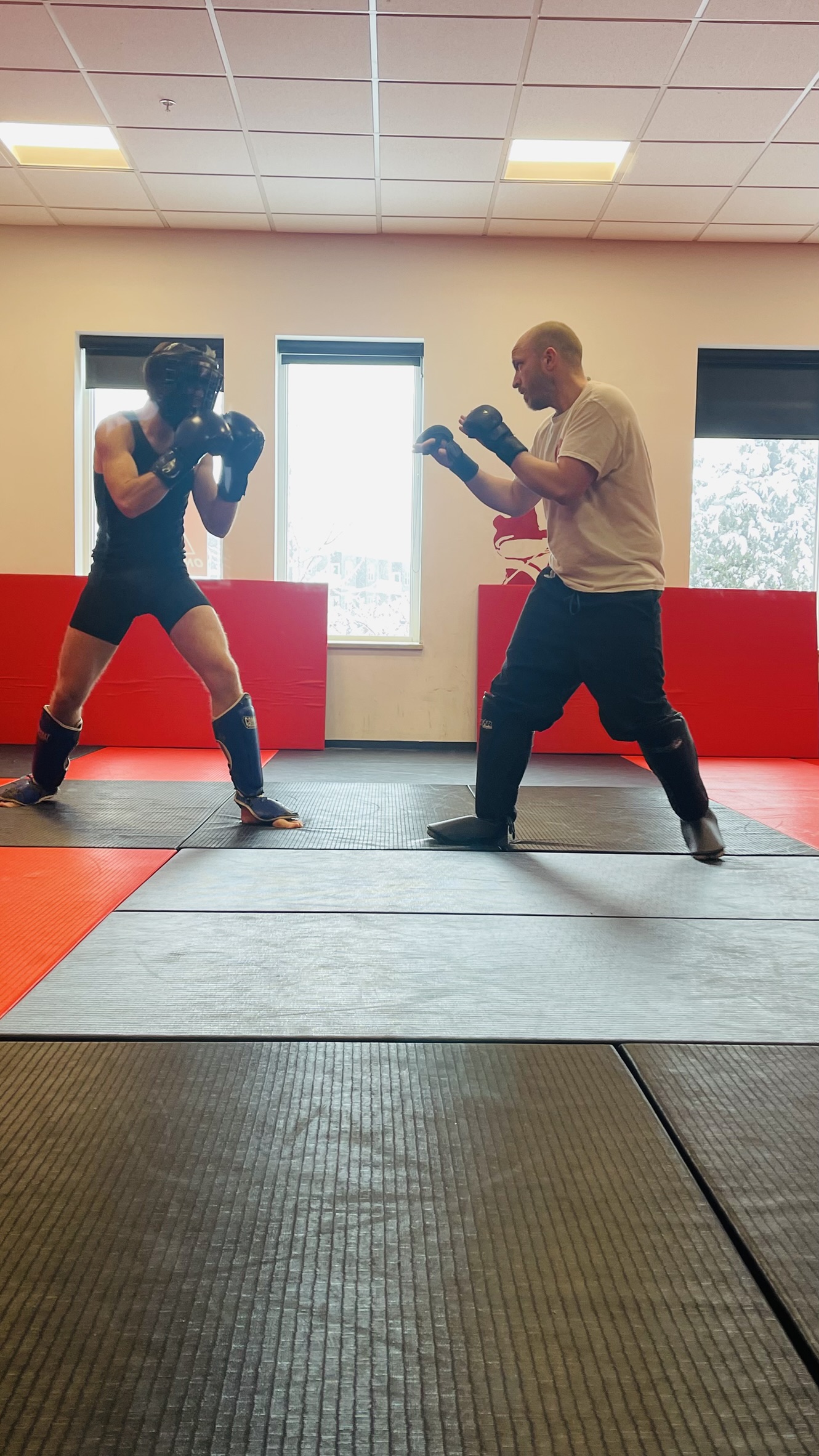 Students sparring during a Green Mountain Jeet Kune Do class